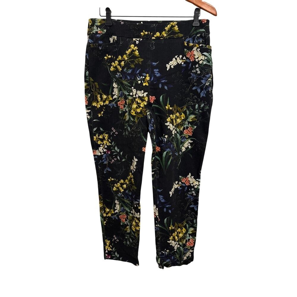Chicos So Slimming Brigitte Collection Ankle Pants Black Floral Tummy Control 10 - Picture 2 of 13